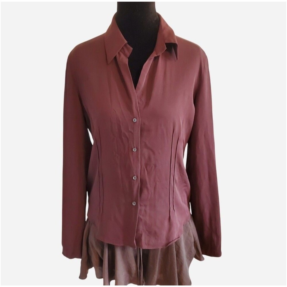 Banana Republic Y2K Silk Button Up Top Size S Office Siren 90s Minimal Capsule
